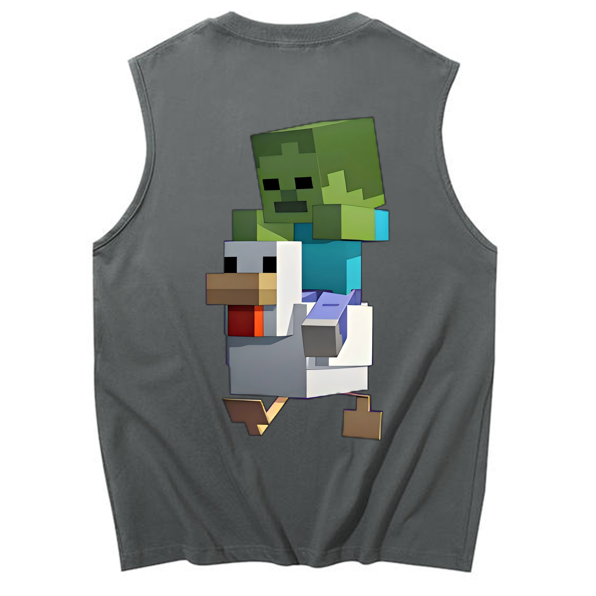 （画像用） マインクラフト ブロックの世界 Minecraft MC Block world コットン100％タンクトップ（背面プリント）